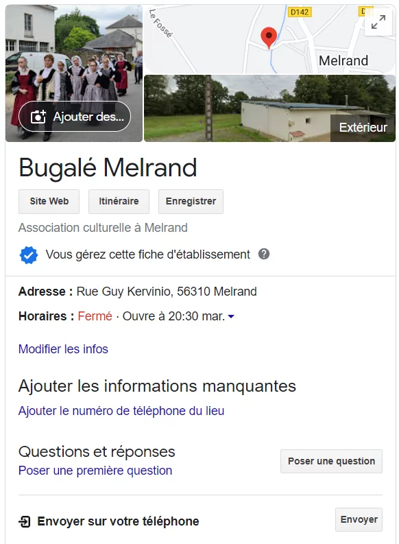 Profil google my business bugale melrand