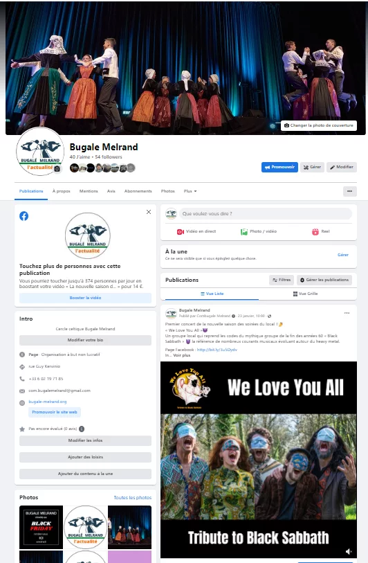 Page Facebook Bugale Melrand