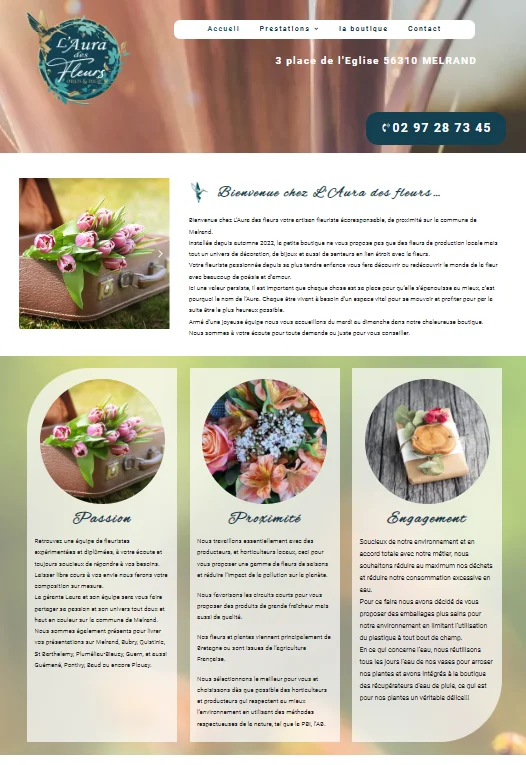Capture d'écran l'aura des fleurs dls marketing digital